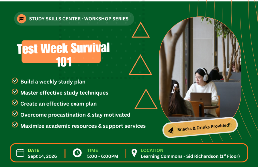 Test Week Survival 101 on Sept 14 from 5-6pm